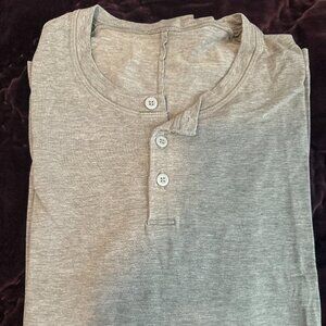 Lululemon Henley Shirt Light Grey Stretch Performance Long Sleeve Men’s Medium